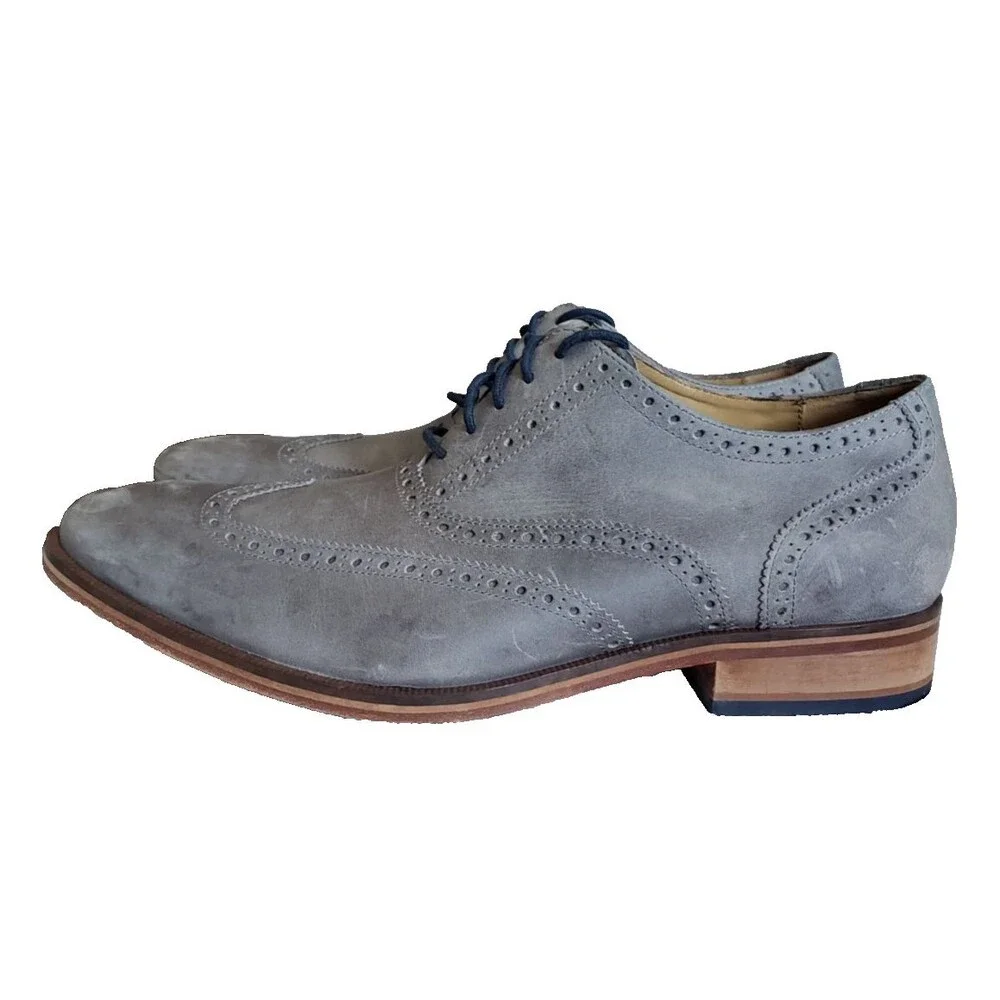 COLE HAAN Colton Gray Nubuck Wingtip Oxford C12422 Men's Size 13M $198